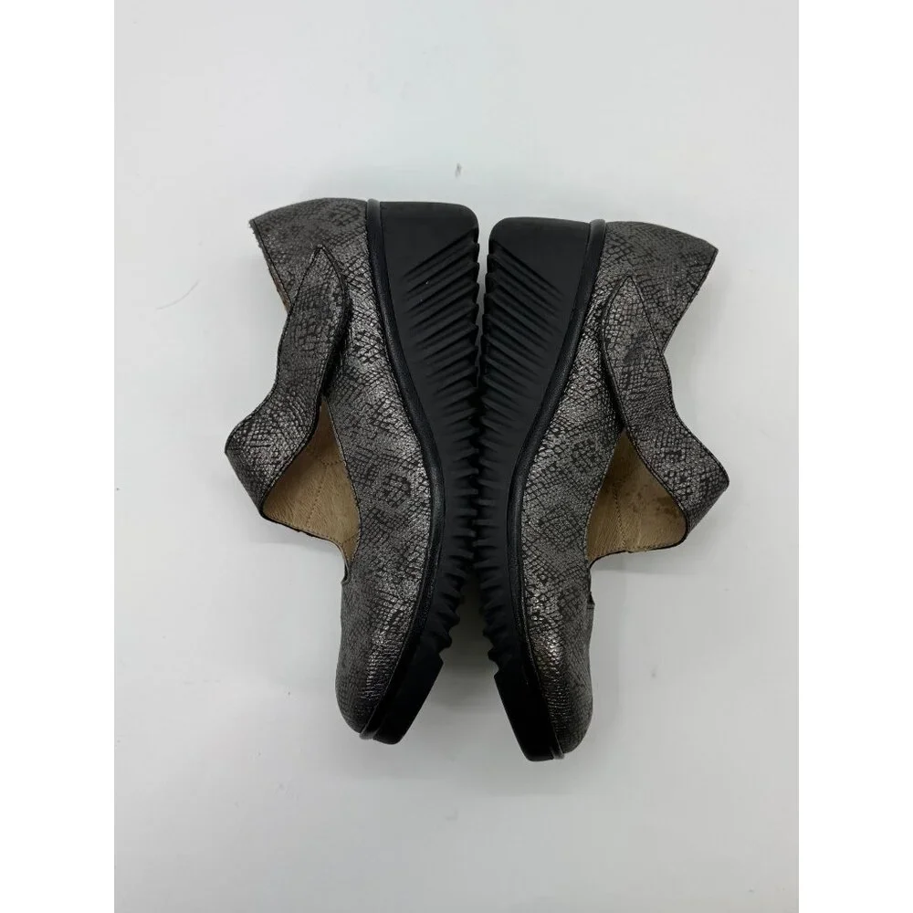 Fly London Metallic Snake Print Mary Jane Comfort Wedge Shoes EU 42 US 10.5 - 11
